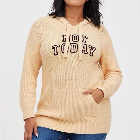 torrid Sweaters - Torrid Raglan Tunic Hoodie - Not Today Tan